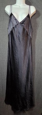 NWT MASSIMO DUTTI SIZE L STRAPPY MIDNIGHT TEXTURE SATIN BACKLESS DRESS