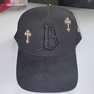 Barbas Hats B Cross Snapback, Gold Crosses, Satin Lined Bling Rhinestones Metal