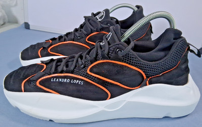 Leandro Lopes Contrast Detail Sneakers Black Orange Chunky Sole Men EU 43  US 10