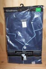New Knightsbridge Broadcloth Pajamas Long Sleeve Long Leg Navy Blue Men's SZ SM