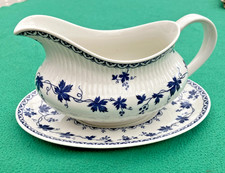 Royal Doulton Yorktown T.C.1013 Ribbed Gravy / Sauce Boat with Underplate 400ml