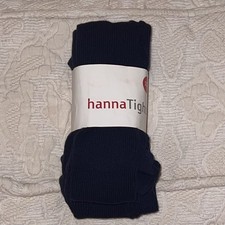 Hanna Andersson Classic Dark Navy Blue RIBBED Girls Tights size 4/100 Brand New