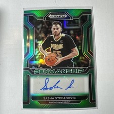 2022-23Prizm Draft Picks - College Penmanship Sasha Stefanovic Green Prizm 