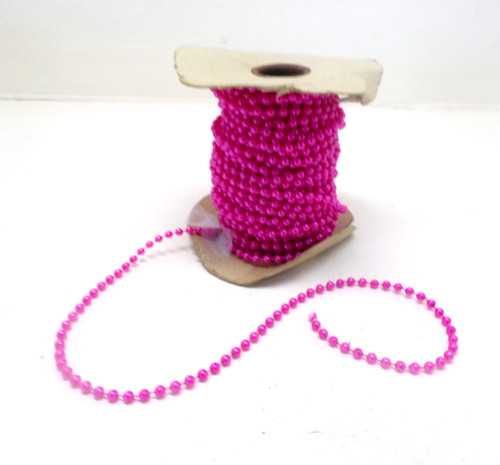 Pink Bead Strand, Vintage Crafting Supplies, 46 Foot Spool of Beads
