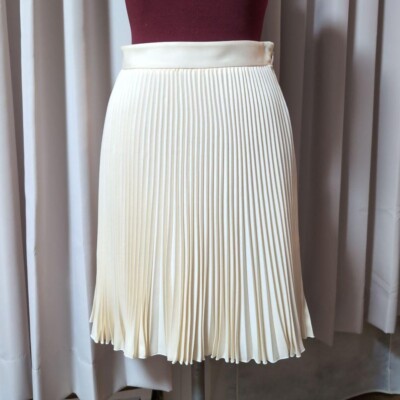 Valentino Pleated Skirt Women white wool Size 38 Made in Italy