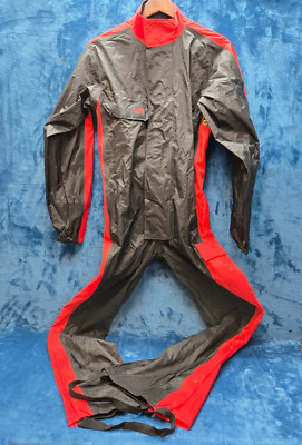 Motorcycle Rain Suit, Water Proof Rain Overall suit Black & Red Tour Master XS
