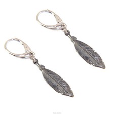 orecchini argento 925 pendenti a monachella ciondolo foglia scuro donna pendente