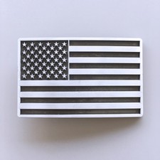 Antique Brushed Silver American USA Flag Rectangle Belt Buckle Hebillas US Stock