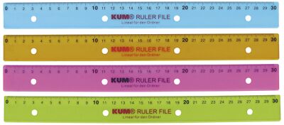 KUM 208.20.29 Lineal Kunststoff - 30 cm, 4fach-Lochung, sortiert