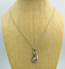 925 Sterling Silver Infinity Genuine Diamond Accent Pendant Necklace 18"