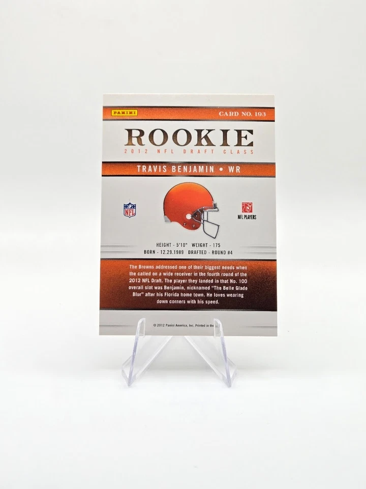 Travis Benjamin 2012 Panini Elite RC SP /999 #193 Browns - Image 2 of 2