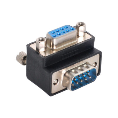 D-Sub 9Pin RS232  Male To Female  Right Down Angled extension Adapter COM Port