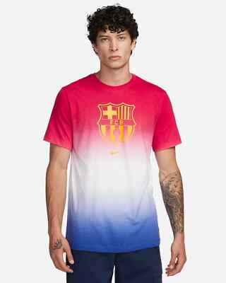 Nike FCB Barcelona Soccer football Men's T-Shirt Red White Blue Sz L  FJ1705-100