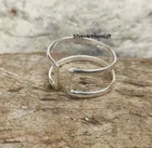 Double silver band ring, solid 925 sterling silver adjustable ring, han All size