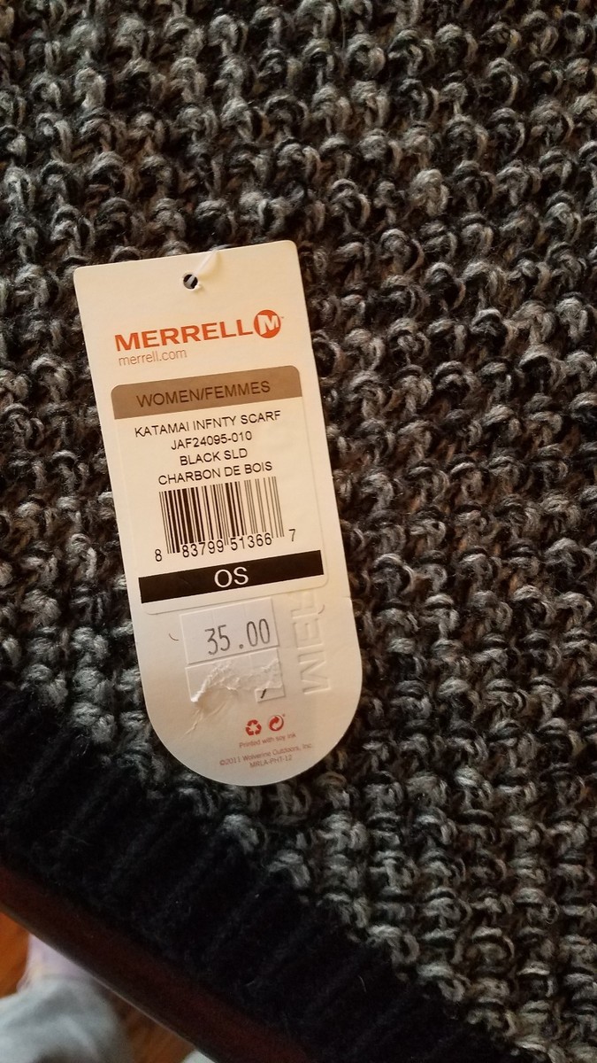 Merrell Chesham Infinity Scarf Ladies Black / Gray / White Knit