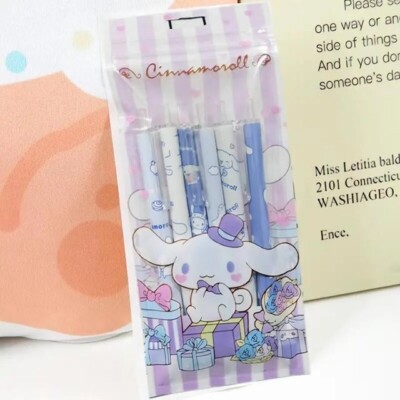 6Pcs/Set Cinnamoroll School Supplie Sanrio Kuromi 0.5mm Gel Pens 200pcs Stickers