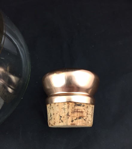 Caraffa caffettiera vintage Pyrex Imperatrice vetro righe oro rame coperchio sughero - Foto 7 di 7