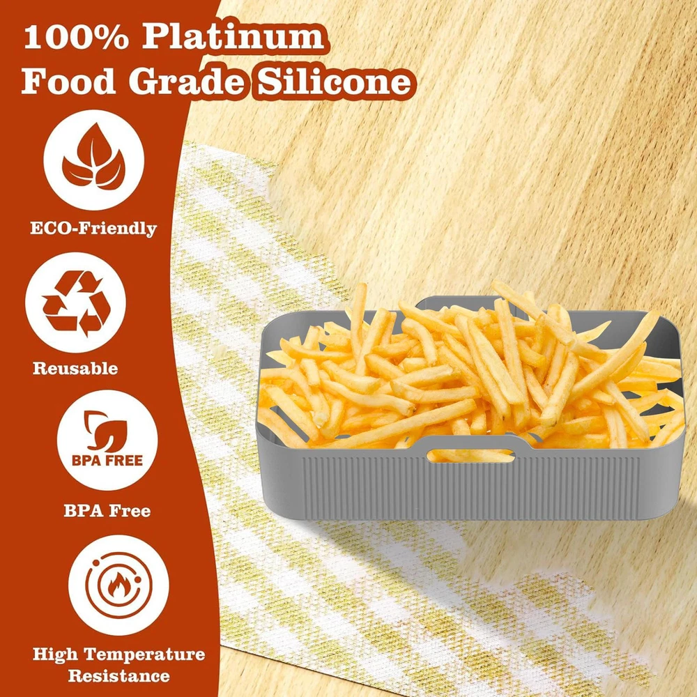 Air Fryer Silicone Pot Baking Basket Oven Non Stick Reusable Liner Rectangle