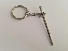 H3 Archers Sword made of fine English Pewter on a split ring keyring Handmade 
