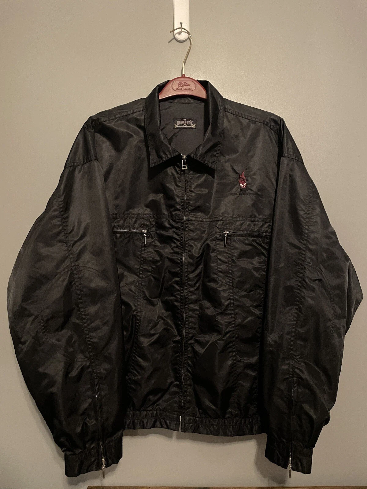 Bugle Boy Mens Size XL Black Full Zip Windbreaker Jacket Y2K (C221)