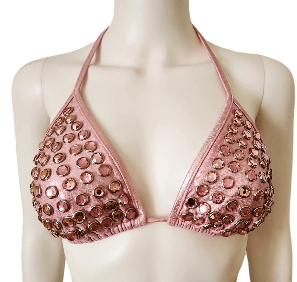 Top de bikini vintage con tachuelas de cristal Betsy Johnson Foto 2 de 4