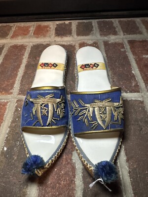 Ladies Size 6/6.5 Narrow Lüks Handmade Model Slip On Pom Toe Leather Sole Shoes