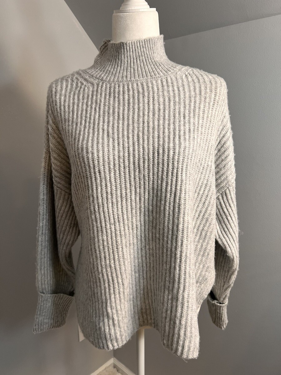 TopShop Womens Sweater, Size 8 - 10. high neck, Gray, New with Tags