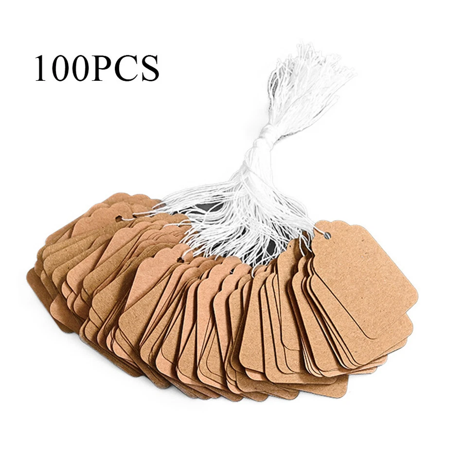 Garage Sale Price Tags Size #5 Blank White Merchandise Hang String Strung LOT ' - Image 2 of 4