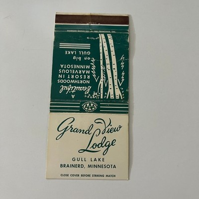 Grand View Lodge Northwoods Resort Brainerd MN Vintage Matchbook Cover SMM10-7