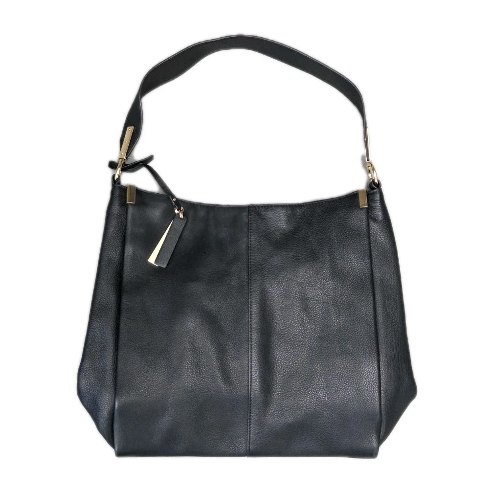 Vince Camuto Black Pebble Leather Large Hobo Shoulder Bag Purse Hand Tag