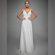 Oxford Street deep V pure white A line wedding dress NWT