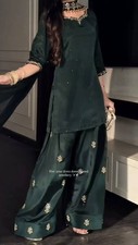 Natural Crep Silk Green Farshi Salwar Kameez With Dupatta For Indian Festival