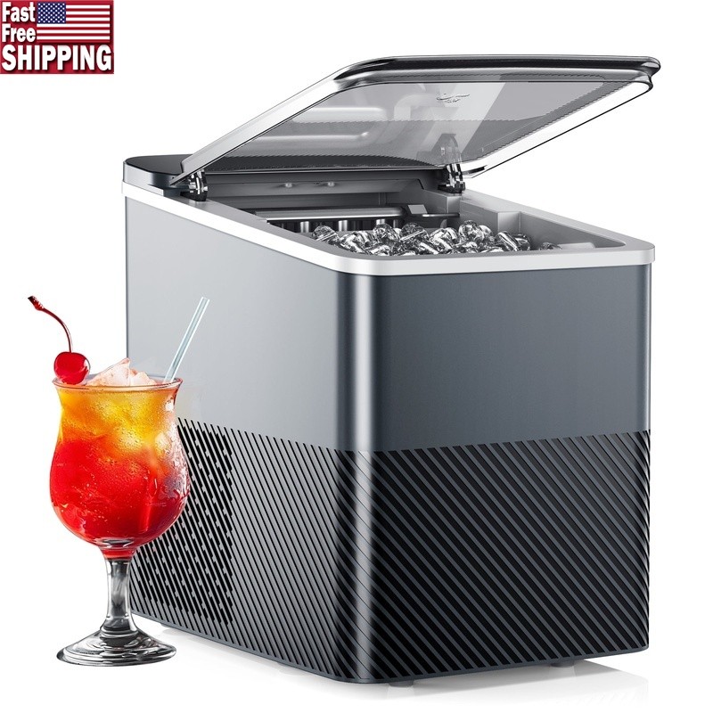 Compact Self-Cleaning Portable Ice Maker 26.5Lbs/24H Quiet Countertop Bullet Ice Machine-image