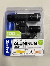 Zefal Deluxe Aluminum Bike / Bicycle Light Set Adjustable Beam w/ Batteries