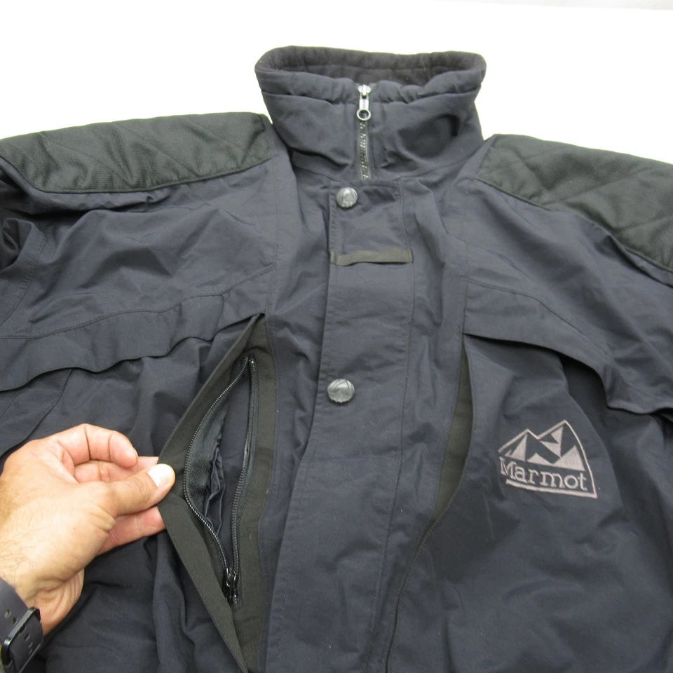 Chaqueta Marmot Gore-Tex Para Hombre XL Negra Bolsillos Impermeable Cremallera Completa 3 en 1 Carcasa Foto 3 de 4
