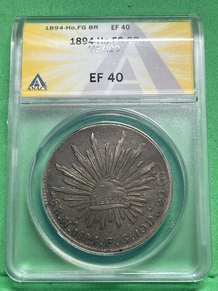 1894 Мексика 8 Reale-Ho, FG ANACS EF40 - Изображение 2 из 3