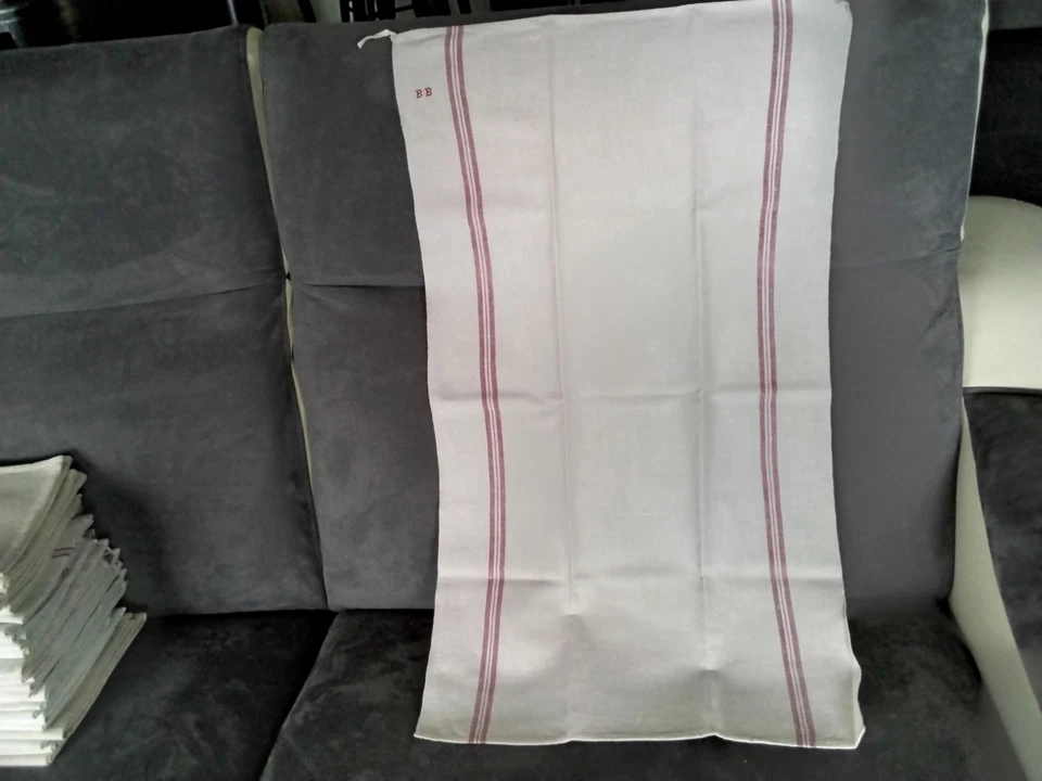 29 Anciens Grands Torchons En Métis Et Lin Lavés Et Repassés - Photo 3/4