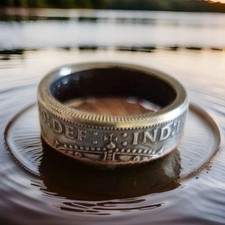 British Two Shilling Coin Ring Size V.5