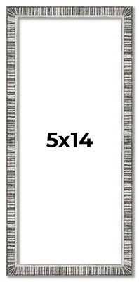 5x14 Frame Silver Grey Distressed Solid Wood Picture Frame | 0.75 Inch Moulding