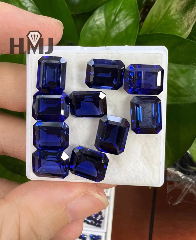 Blue Sapphire Emerald Cut Ruby Loose Gemstone Lab-Created Genuine AGL Certified - Image 4 of 4