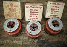 (3) THREE Toledo Beaver Complete Pipe Thread Die Heads No.11