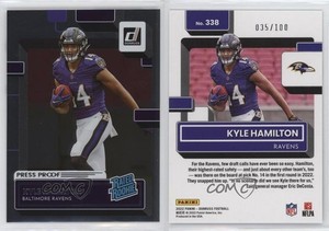 2022 Panini Donruss Rated Press Proof Silver /100 Kyle Hamilton #338 Rookie RC