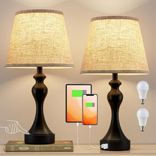 Dimmable Touch Lamps Set of 2 with USB Ports for Bedroom  Nightstand