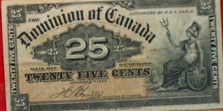 1900 Canada Dominion 25 Cents Fractional Circulated Note