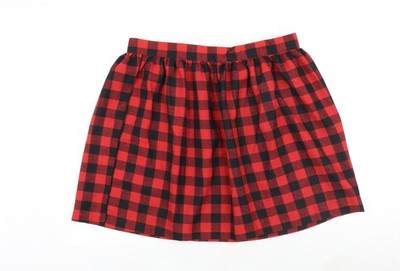 Affliction schwarz Premium Damen rot kariert Baumwolle Skater Rock Größe XL Reißverschluss