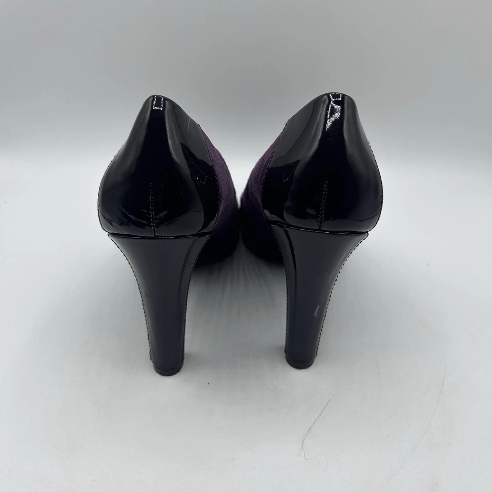 Lauren Ralph Lauren Talla 7.5B RAFITA Púrpura Gamuza Charol Puntera Zapatos de salón Foto 3 de 4