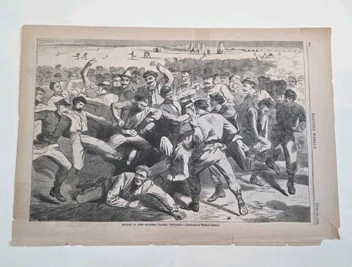 1865 HARPER'S WEEKLY CIVIL WAR~ RARE WINSLOW HOMER "HOLIDAY FOOTBALL" PRINT