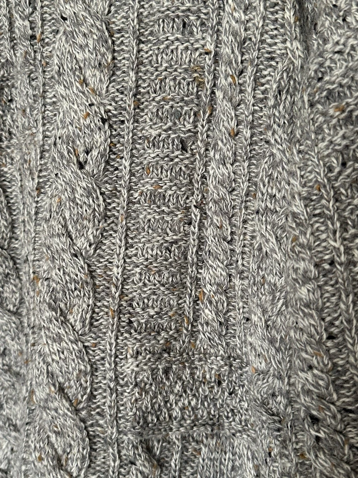 Bonner Of Ireland Sweater Pure New Wool Fisherman Cable Knit Chunky Gray XL - Image 2 of 4
