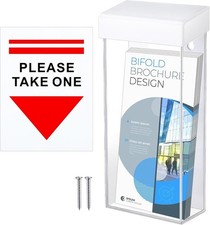1 Pcs Outdoor Brochure Holder 4 x 9 Inch Waterproof Wall Mount with Take One Sti
