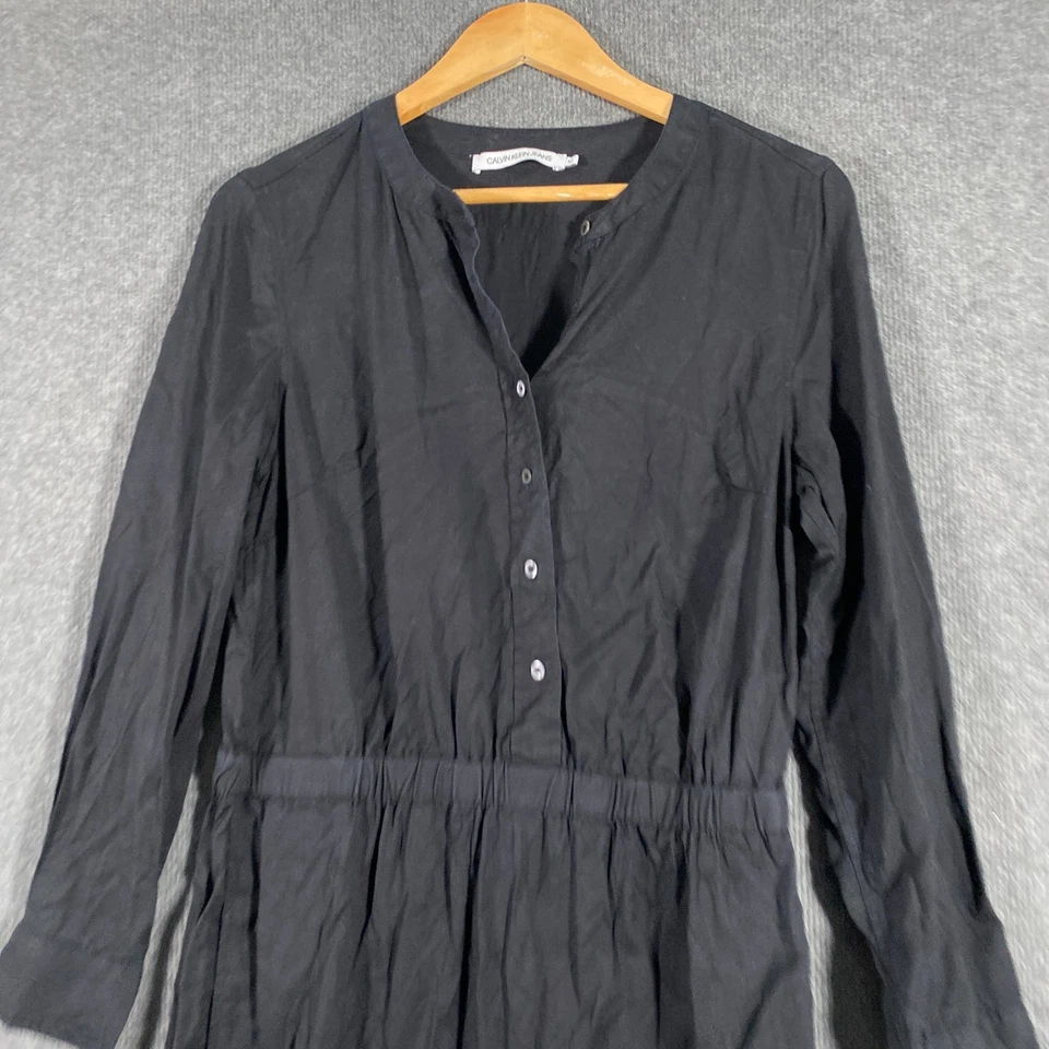 Calvin Klein Dress Womens M Black A Line Chambray Office Career Formal City M6 - image 2 of 4